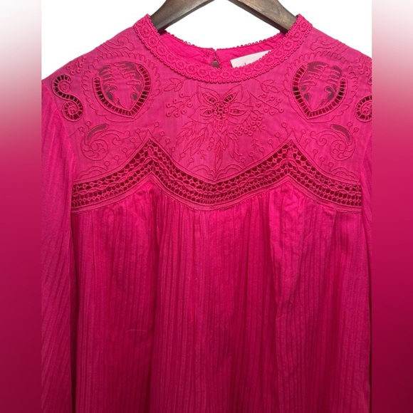 Anthropologie Pink Blouse with Lace Detail - Picture 7 of 11